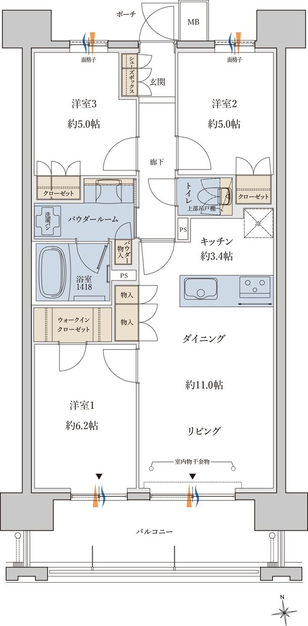 MJR鹿児島中央駅前ザ・レジデンス 間取り H type