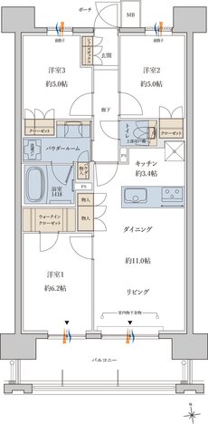 MJR鹿児島中央駅前ザ・レジデンス 間取り H type