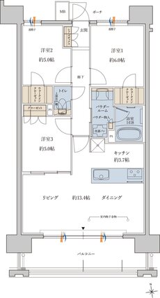 MJR鹿児島中央駅前ザ・レジデンス 間取り O type