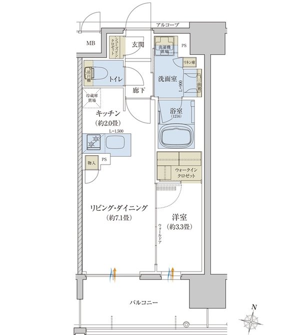JR大阪1駅新築分譲マンションプロジェクト（リビオレゾン塚本ステーションプレミア） 間取り Bタイプ