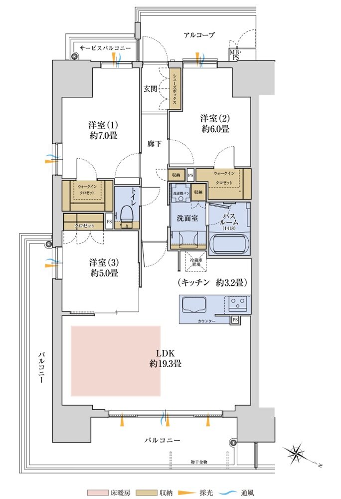 ワコーレ神戸P.I.TOWER RESIDENCE 間取り E type