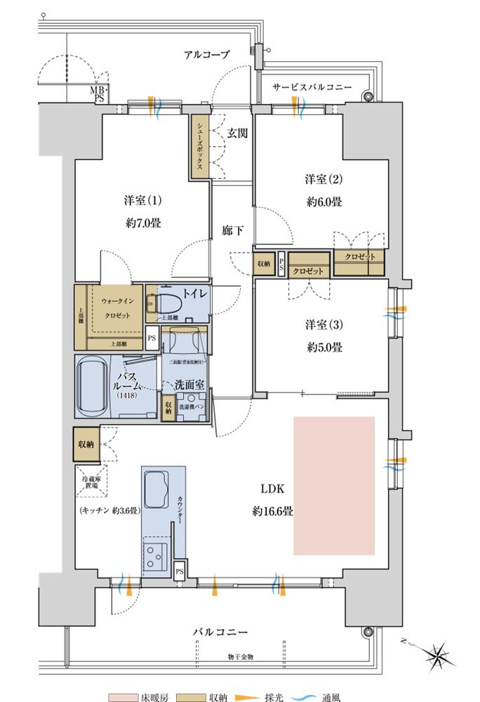 ワコーレ神戸P.I.TOWER RESIDENCE 間取り D2 type