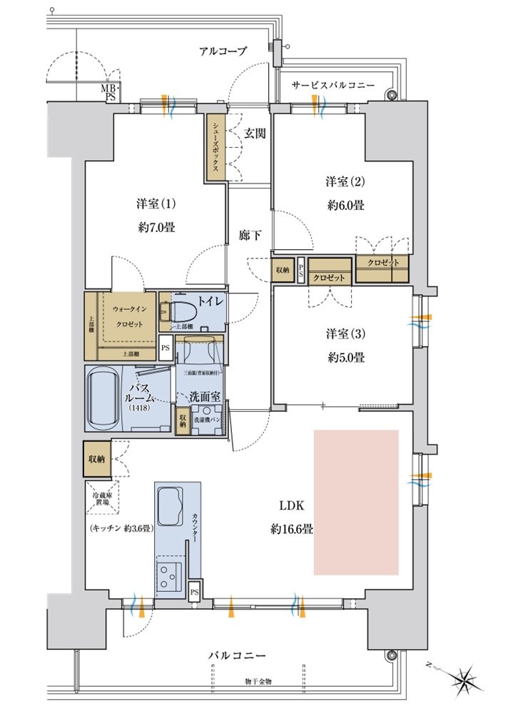 ワコーレ神戸P.I.TOWER RESIDENCE 間取り D2 type