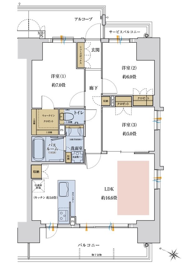 ワコーレ神戸P.I.TOWER RESIDENCE 間取り D2 type