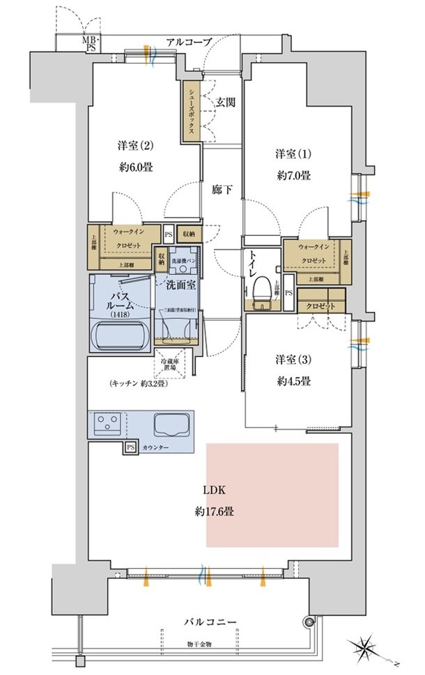 ワコーレ神戸P.I.TOWER RESIDENCE 間取り G type