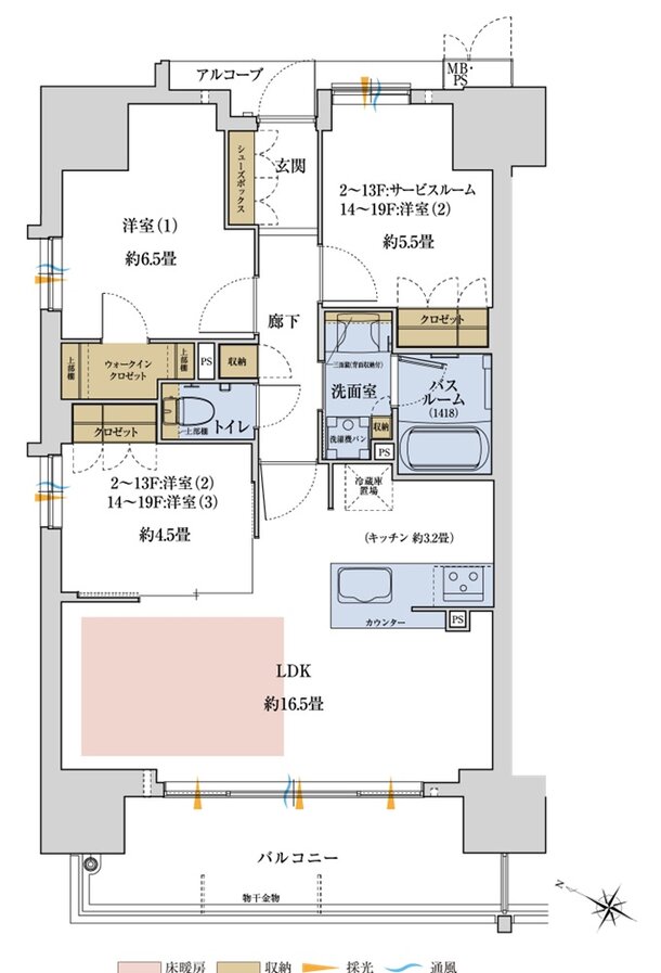 ワコーレ神戸P.I.TOWER RESIDENCE 間取り A type