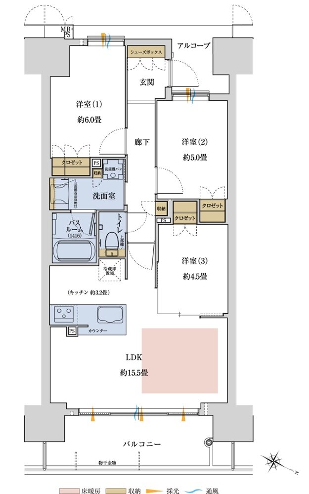 ワコーレ神戸P.I.TOWER RESIDENCE 間取り F type
