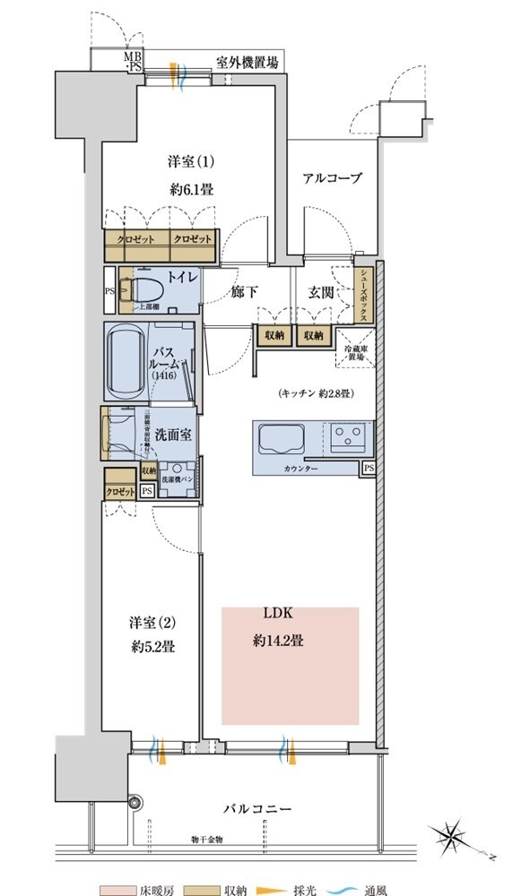 ワコーレ神戸P.I.TOWER RESIDENCE 間取り H type