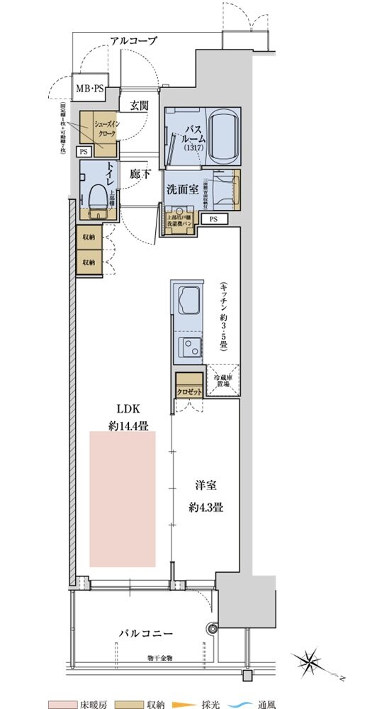 ワコーレ神戸P.I.TOWER RESIDENCE 間取り I type