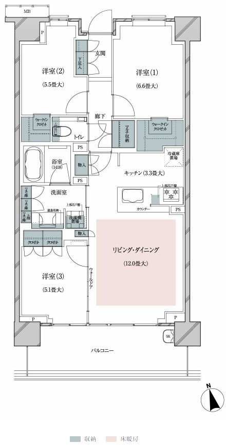ブランズ津田沼奏の杜二丁目 間取り B TYPE