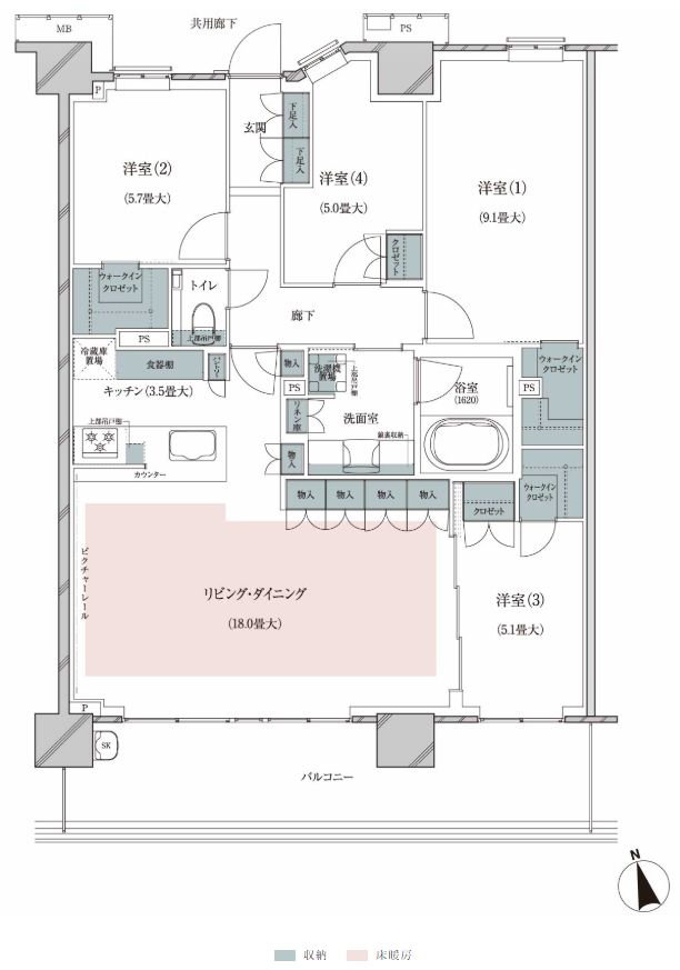 ブランズ津田沼奏の杜二丁目 間取り L TYPE