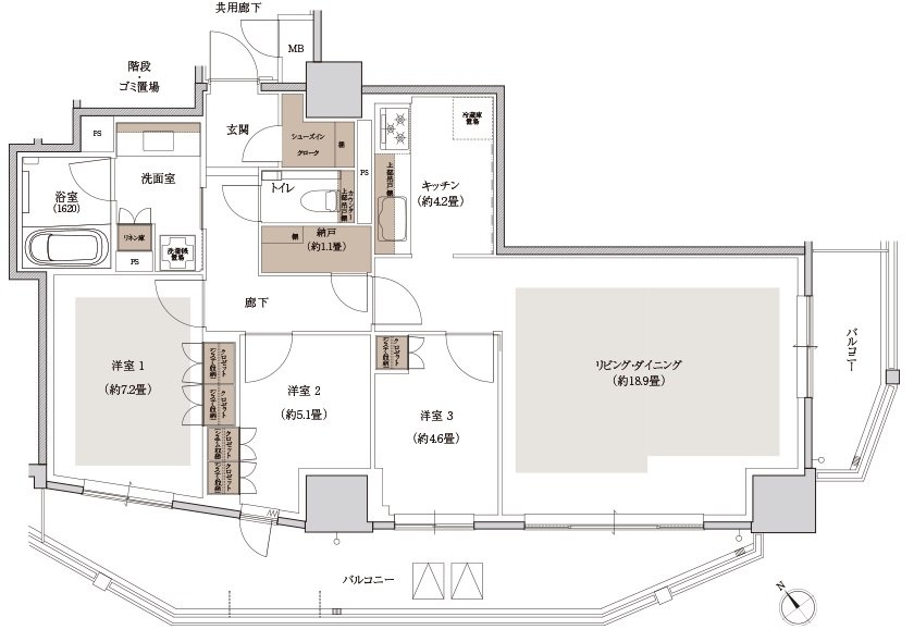 ローレルタワー名古屋千種 間取り P type
