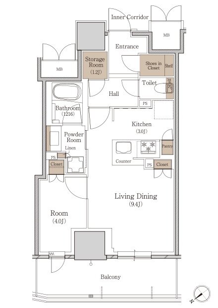 ローレルタワー名古屋千種 間取り I type