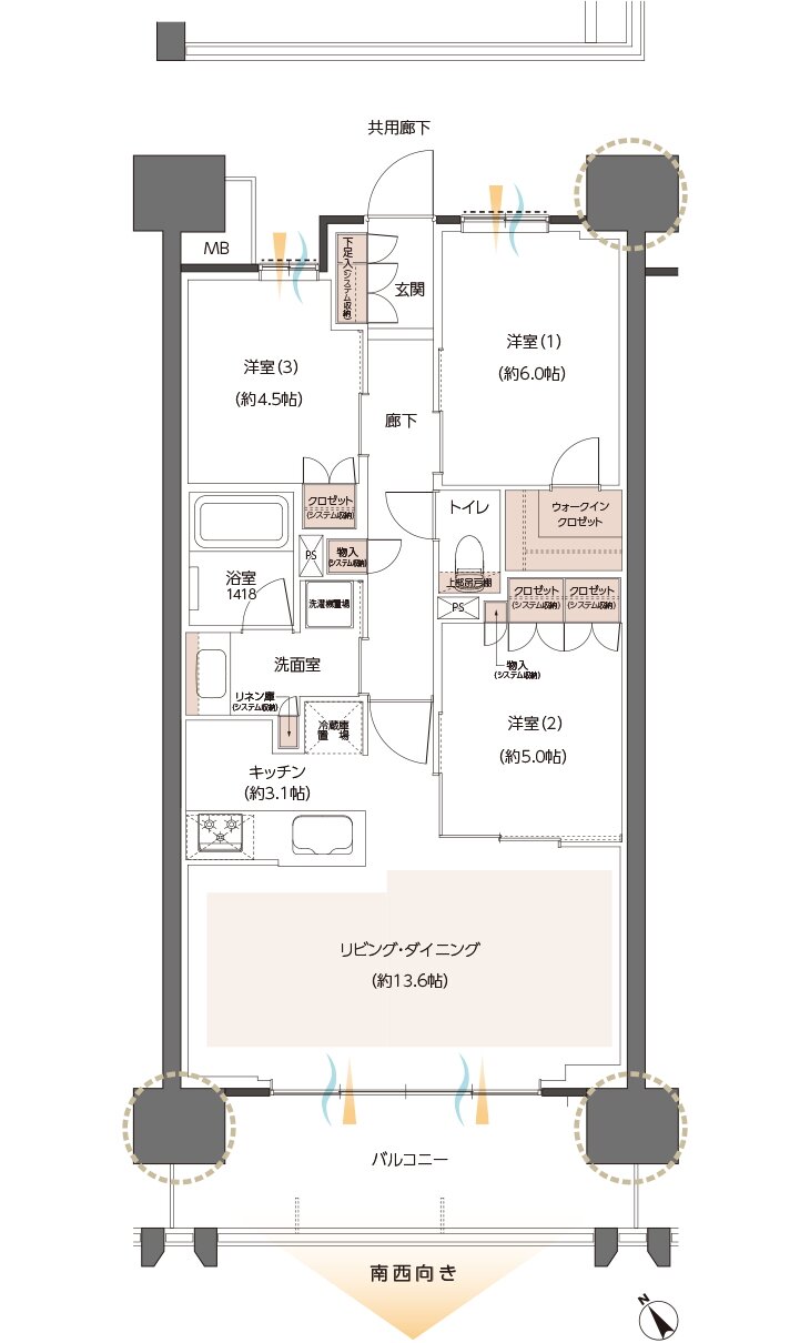 レーベン川口元郷 Sta. Front 間取り C TYPE
