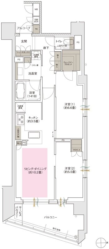 ブランズ京都河原町通 間取り N type(10階)
