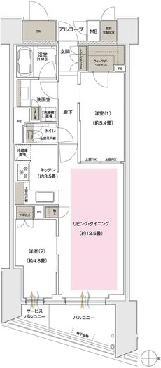 ブランズ京都河原町通 間取り J type（3階〜10階）