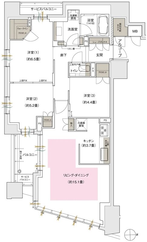 ブランズ京都河原町通 間取り G type(3階〜10階)