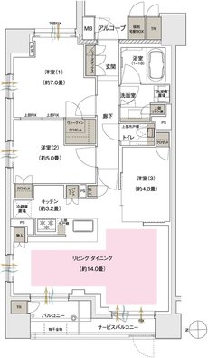 ブランズ京都河原町通 間取り Atype（3階〜9階）