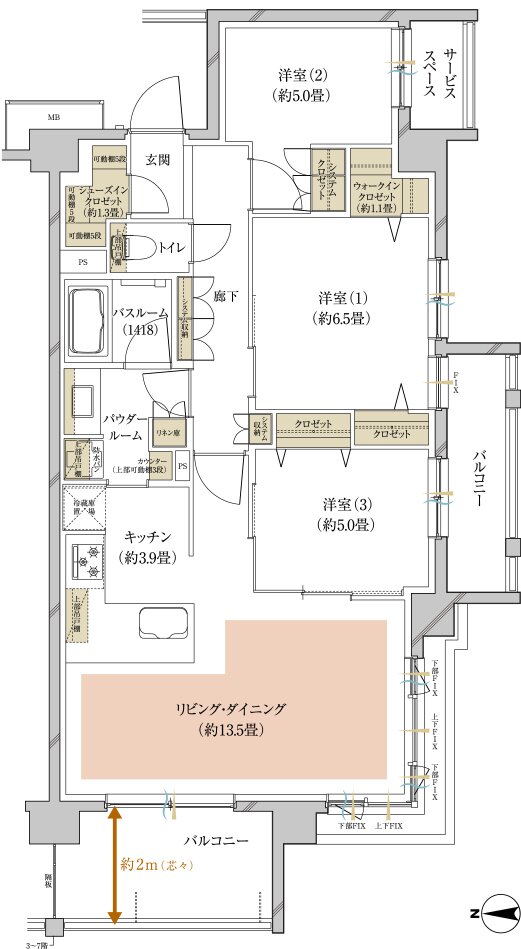 ヴェレーナ横浜鴨居 間取り D type(第4期1次登録受付住戸)