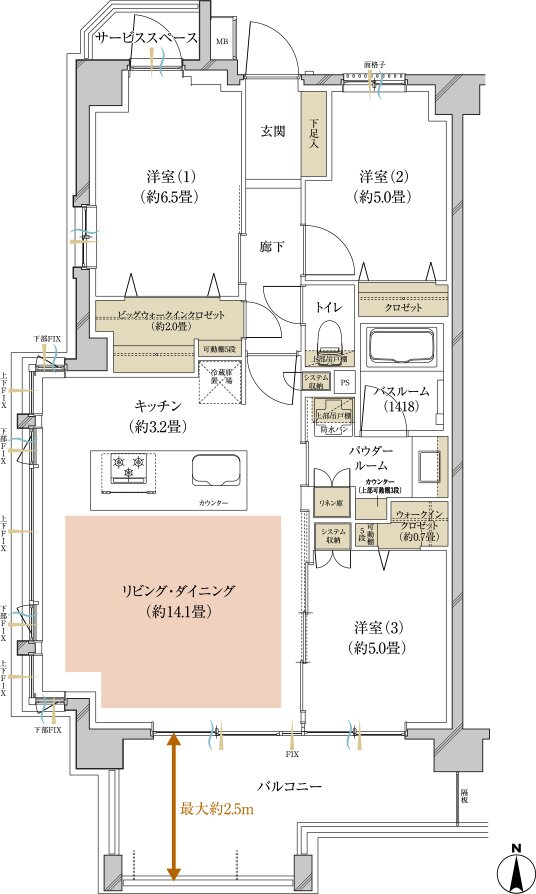 ヴェレーナ横浜鴨居 間取り N type（先着順受付住戸）