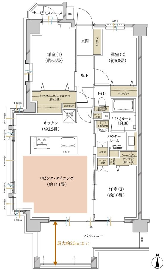 ヴェレーナ横浜鴨居 間取り N type（先着順受付住戸）