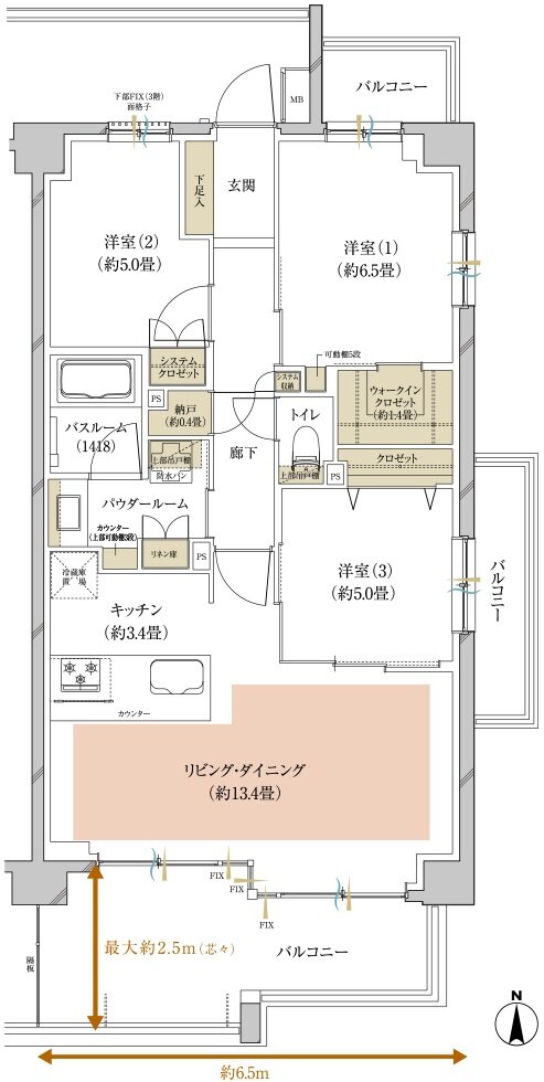 ヴェレーナ横浜鴨居 間取り P type（先着順受付住戸）