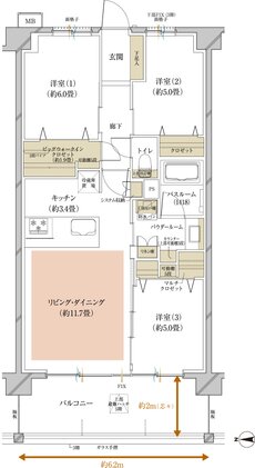 ヴェレーナ横浜鴨居 間取り L type（先着順受付住戸）