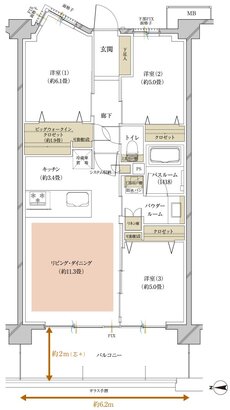 ヴェレーナ横浜鴨居 間取り C type（第4期1次登録受付住戸）