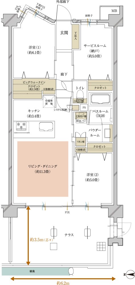 ヴェレーナ横浜鴨居 間取り Ct type（第4期3次販売予定住戸）