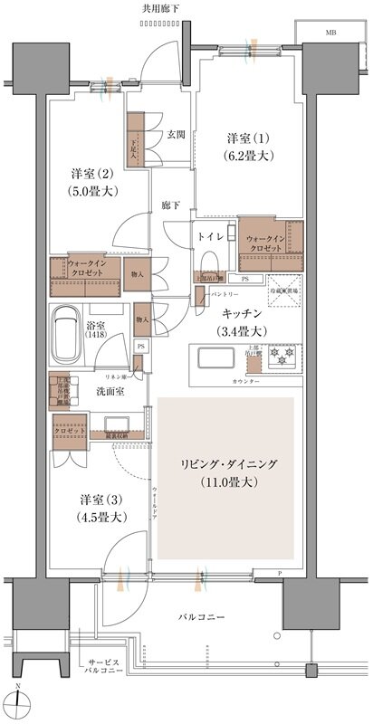 ブランズシティ品川ルネ キャナル 間取り B6 type