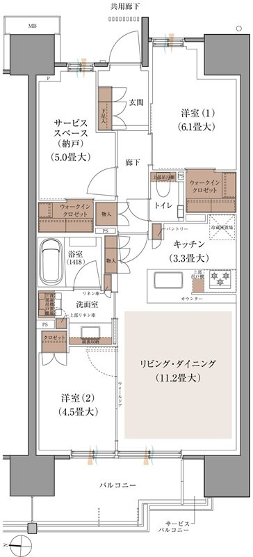ブランズシティ品川ルネ キャナル 間取り A6 type