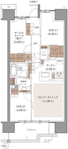 ブランズシティ品川ルネ キャナル 間取り A6 type