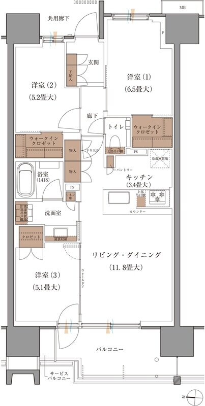 ブランズシティ品川ルネ キャナル 間取り A3 type