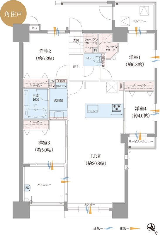 トラストレジデンス城内橋 間取り Eタイプ
