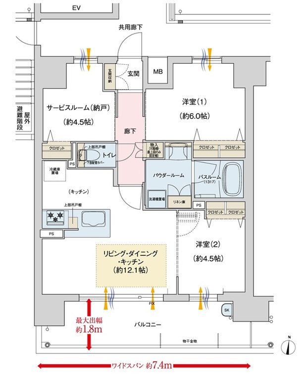 プレサンス ロジェ 住吉 間取り Aタイプ
