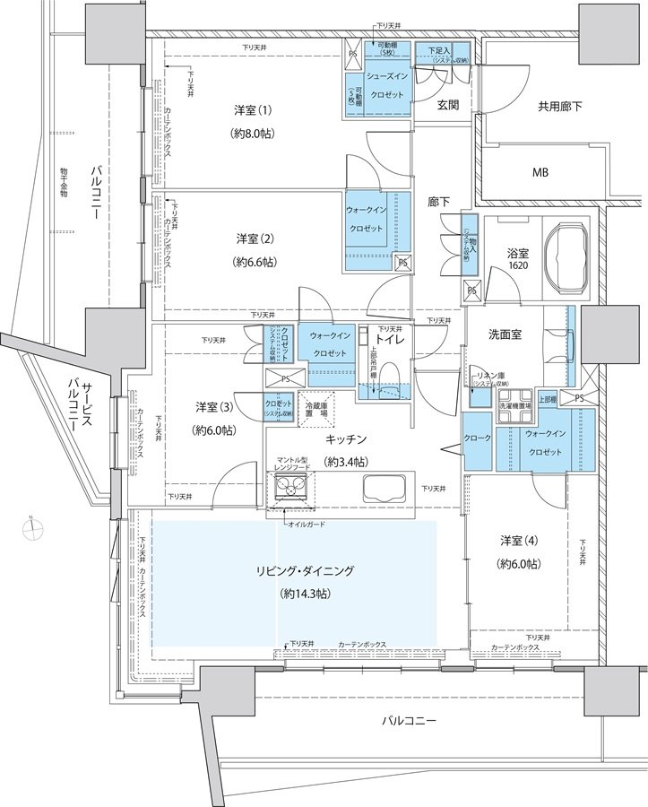 仙台 THE GRAND SKY 間取り Pタイプ