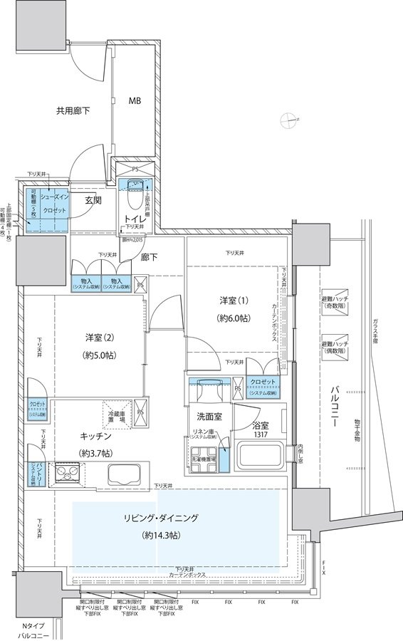 仙台 THE GRAND SKY 間取り Mタイプ