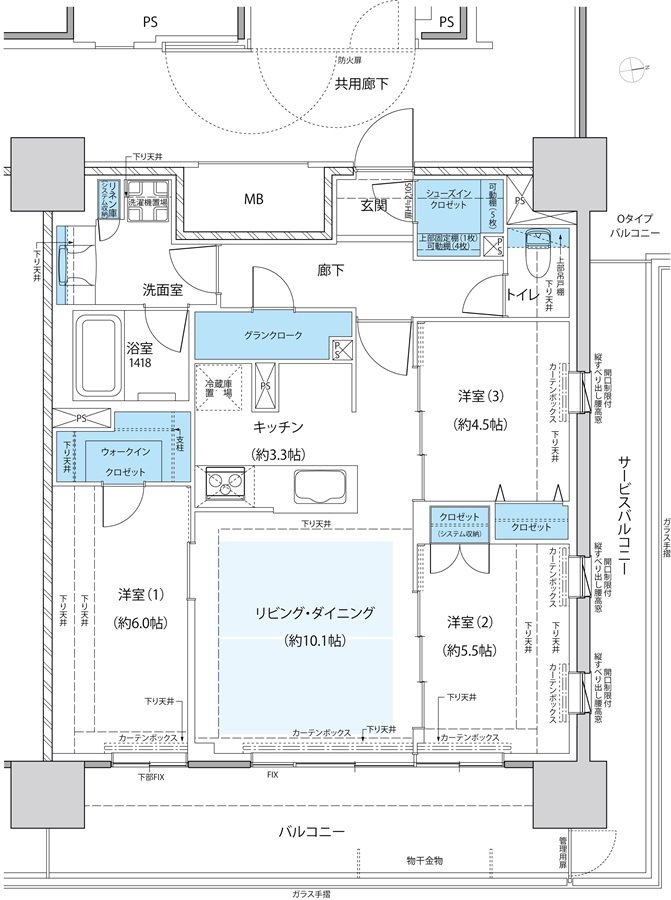 仙台 THE GRAND SKY 間取り Uタイプ