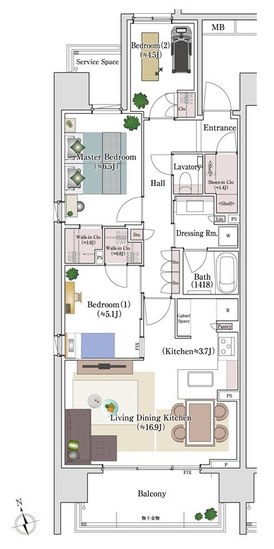 パークホームズ池下 間取り 77Aタイプ