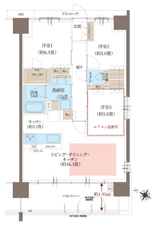 ヴェリテ神戸ポートアイランド 間取り Eタイプ