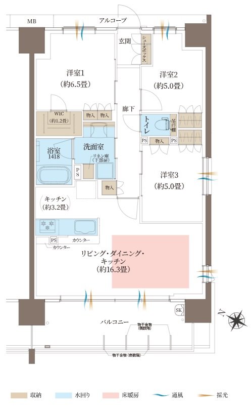 ヴェリテ神戸ポートアイランド 間取り Eタイプ