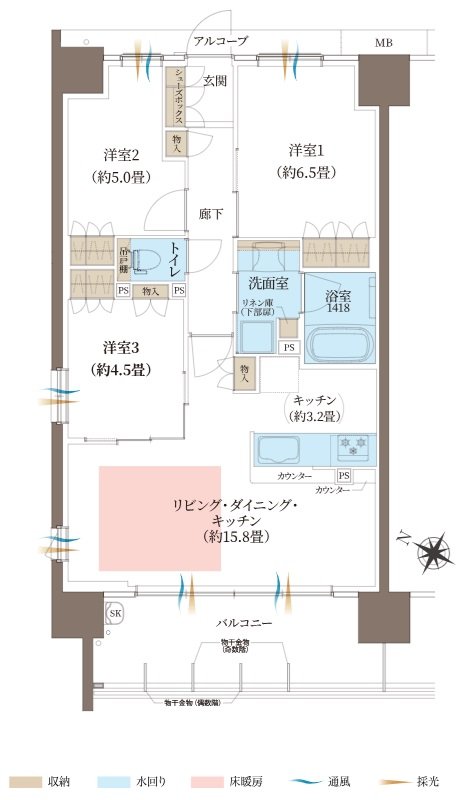 ヴェリテ神戸ポートアイランド 間取り Aタイプ