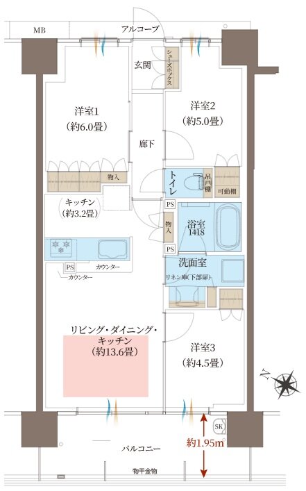 ヴェリテ神戸ポートアイランド 間取り B2タイプ