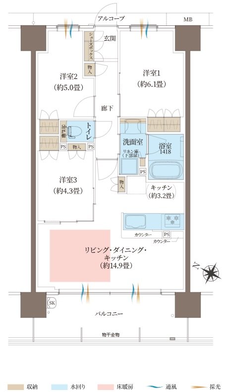 ヴェリテ神戸ポートアイランド 間取り Cタイプ