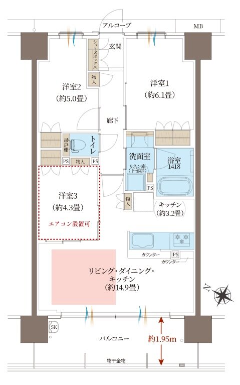 ヴェリテ神戸ポートアイランド 間取り Cタイプ