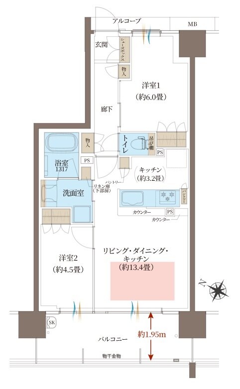 ヴェリテ神戸ポートアイランド 間取り Dタイプ