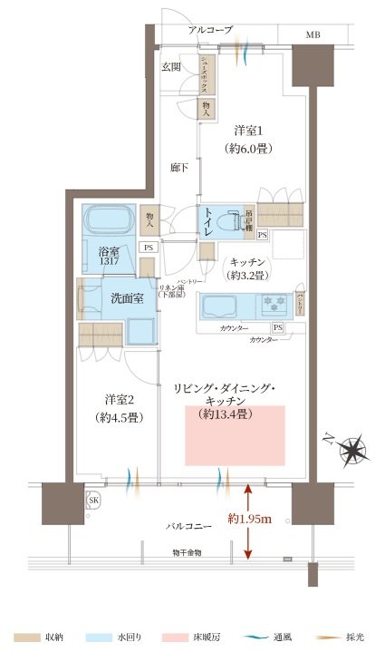 ヴェリテ神戸ポートアイランド 間取り Dタイプ