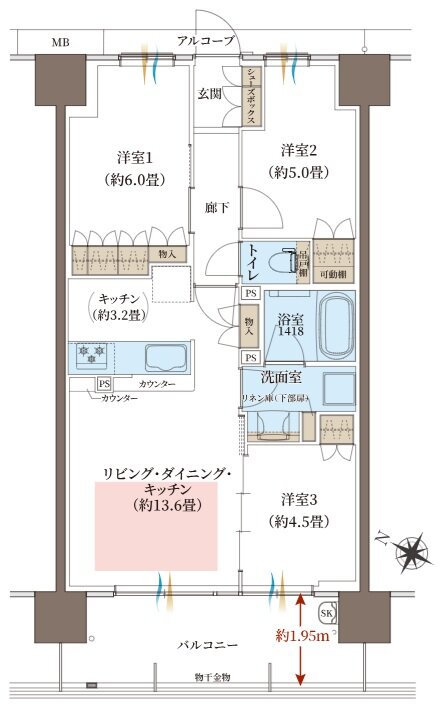ヴェリテ神戸ポートアイランド 間取り B1タイプ Menu Plan3