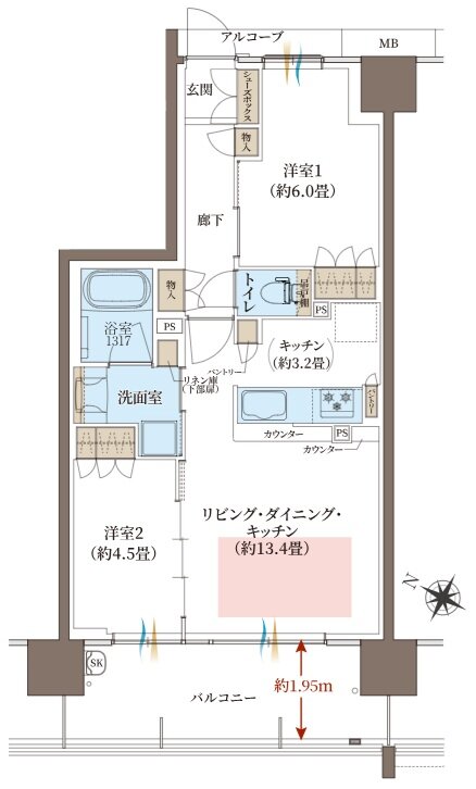 ヴェリテ神戸ポートアイランド 間取り Dタイプ Menu Plan3