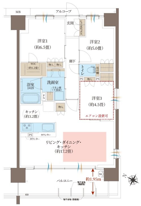 ヴェリテ神戸ポートアイランド 間取り Eタイプ Menu Plan2